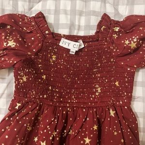 Ivy City Co Baby Starry Nights Dress Set in Maroon | 6-9M